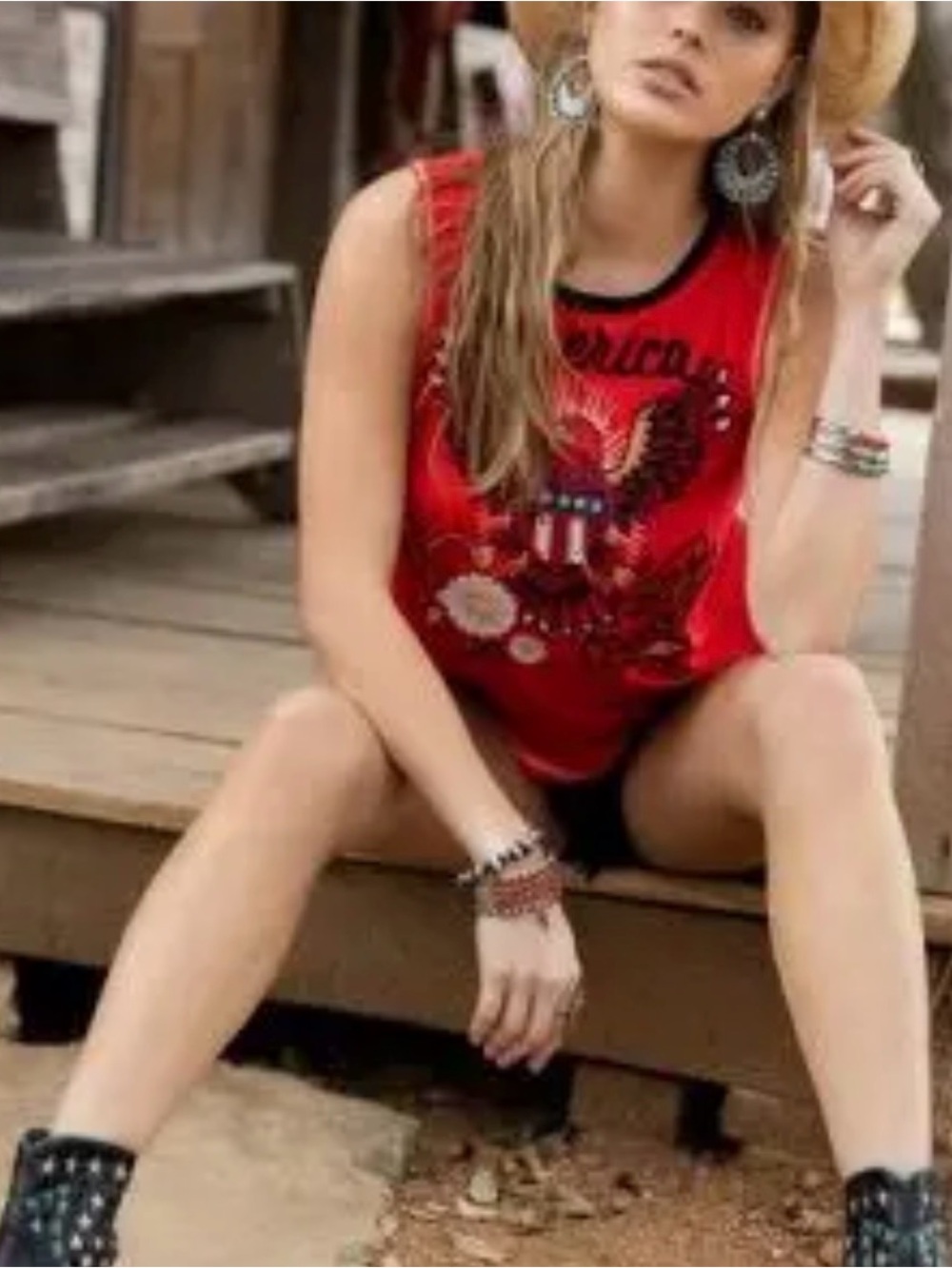 Double D Ranch Red 'America' Eagle Tank Top